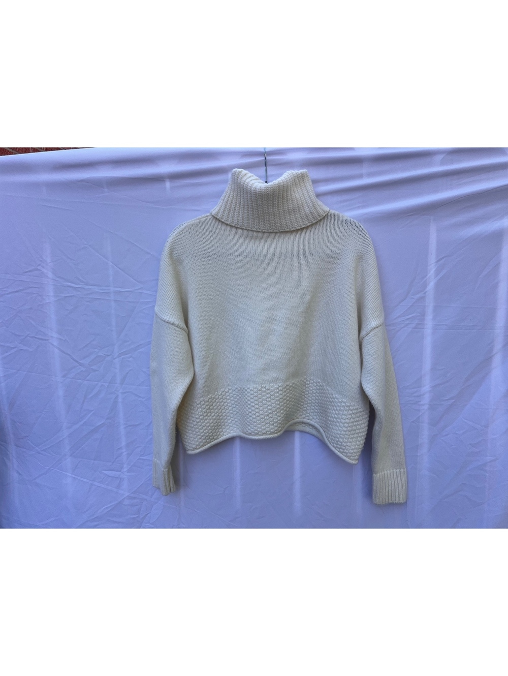 Madewell S Cream Merino Wool Blend Turtleneck Sweater Oversized Boxy Knit